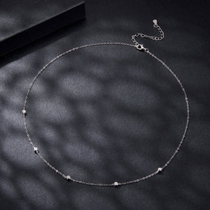 925 Sterling Silver White Gold Plated Adjustable Moissanite Necklace for Women