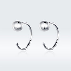 925 Sterling Silver Earrings with Plated Platinum, 1cm Diameter for Women
