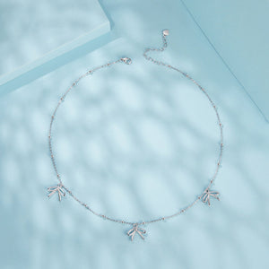 925 Sterling Silver + Plated White Gold Necklace with Adjustable Length for Women
