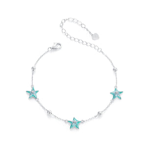 925 Sterling Silver Starfish Design Bracelet with Enamel Process