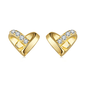 925 Sterling Silver Earrings with Pavé Setting CZ in Gold Plated