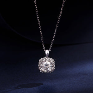 925 Sterling Silver Moissanite 1.4x1.0cm White Gold Plated Necklace 40+5cm for Women