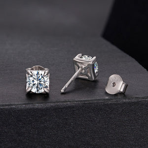 925 Sterling Silver & Moissanite Earrings - White Gold Plated, 0.5ct, Style S for Women