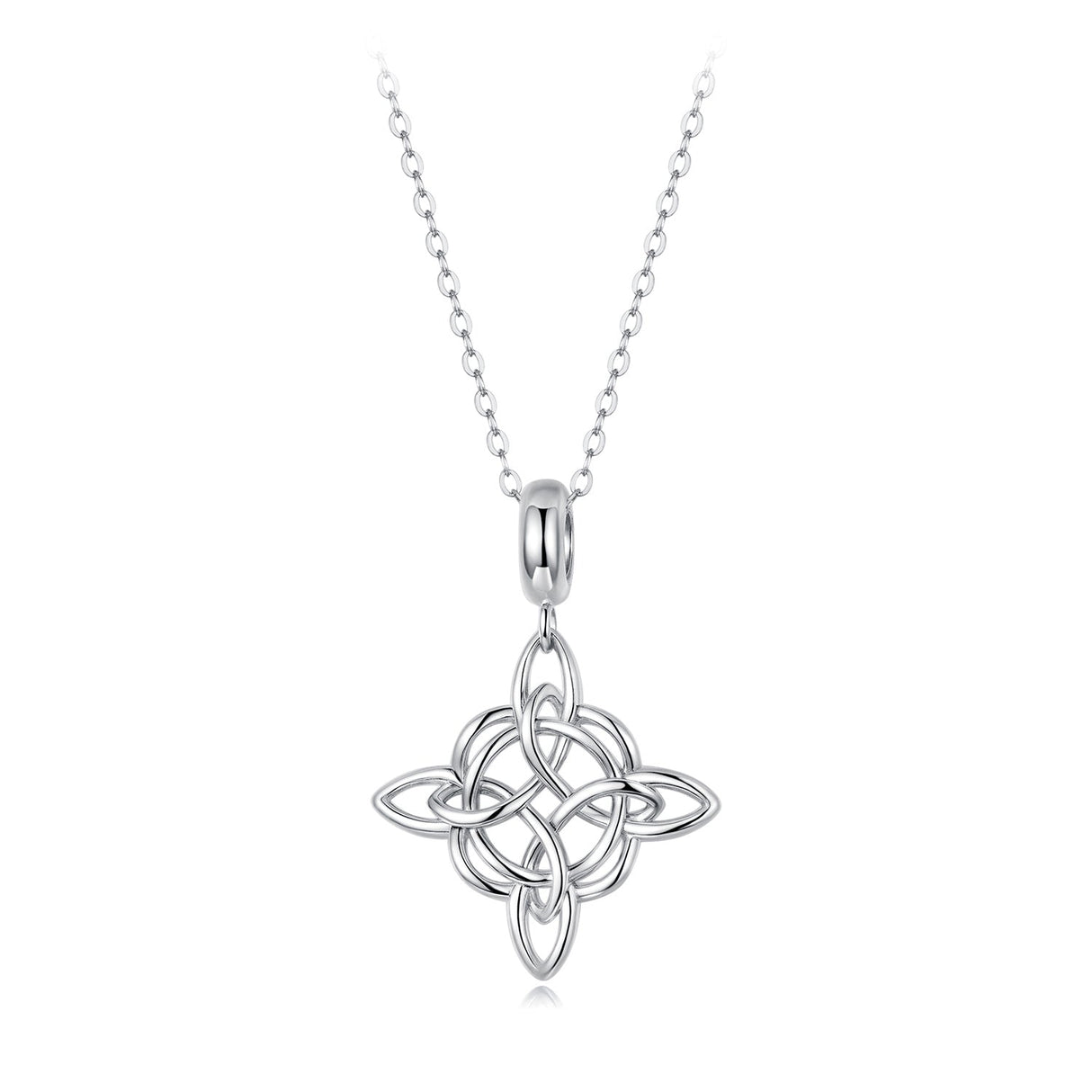 925 Sterling Silver Necklace with White Gold Plating and CZ - 40+5cm for Women