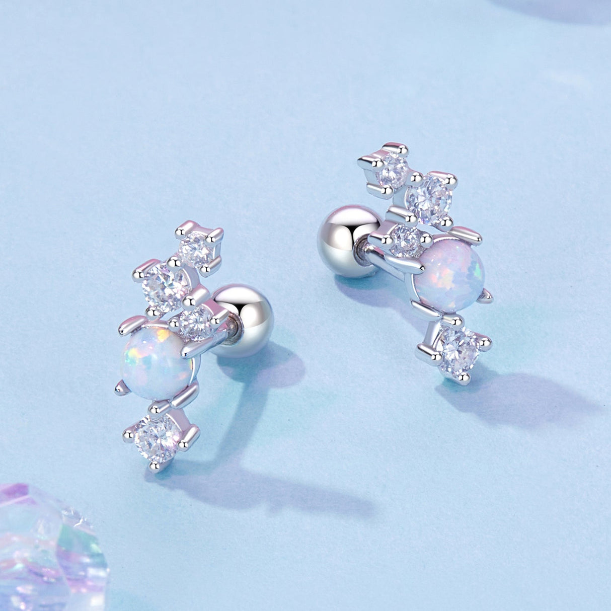 925 Sterling Silver Translucent Opal CZ Earrings for Women
