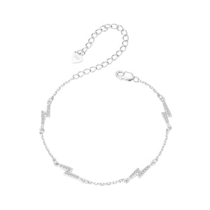 925 Sterling Silver Pave Setting CZ Bracelet with White Gold Plating