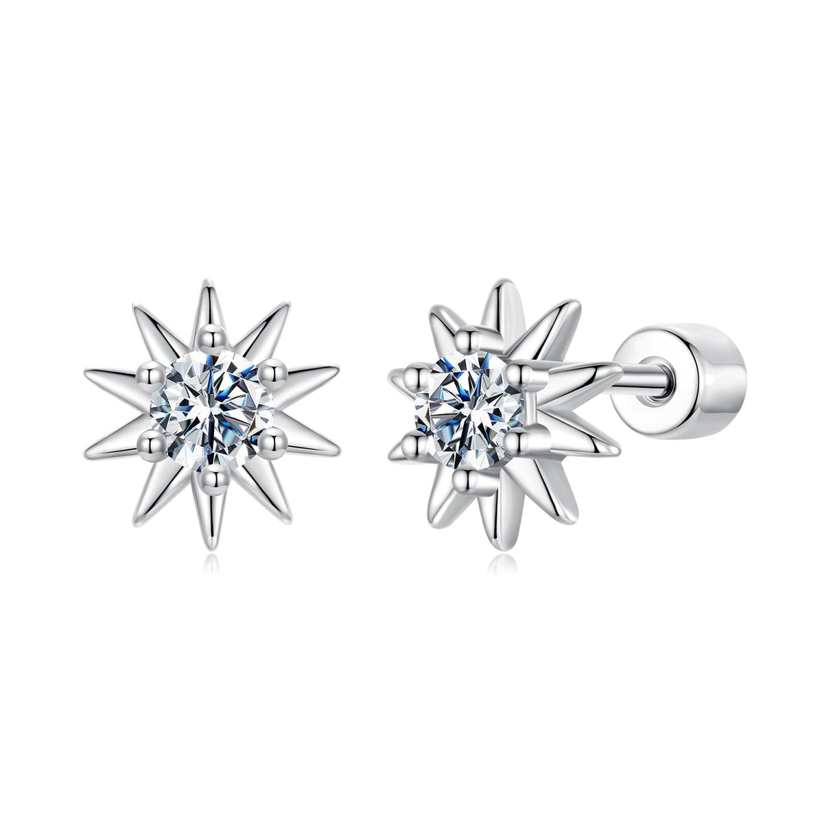 925 Sterling Silver Moissanite 0.10 Carat Earrings for Women - 0.7cm Size