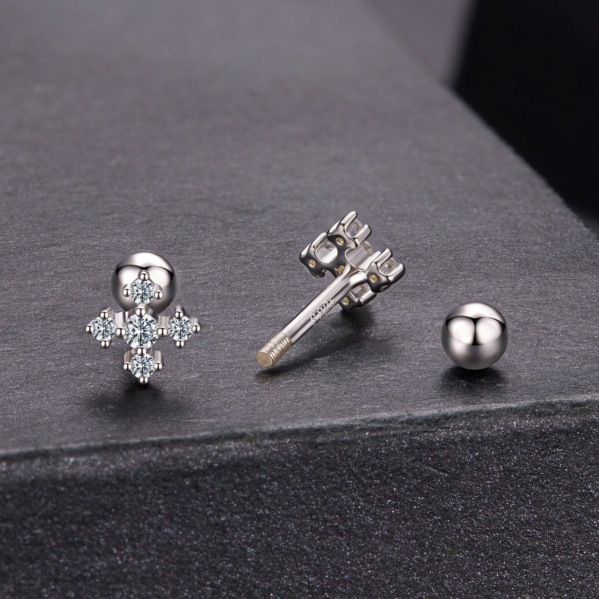925 Sterling Silver Moissanite Earrings White Gold Plated 0.5cm for Women