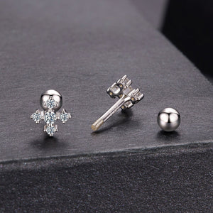 925 Sterling Silver Moissanite Earrings White Gold Plated 0.5cm for Women