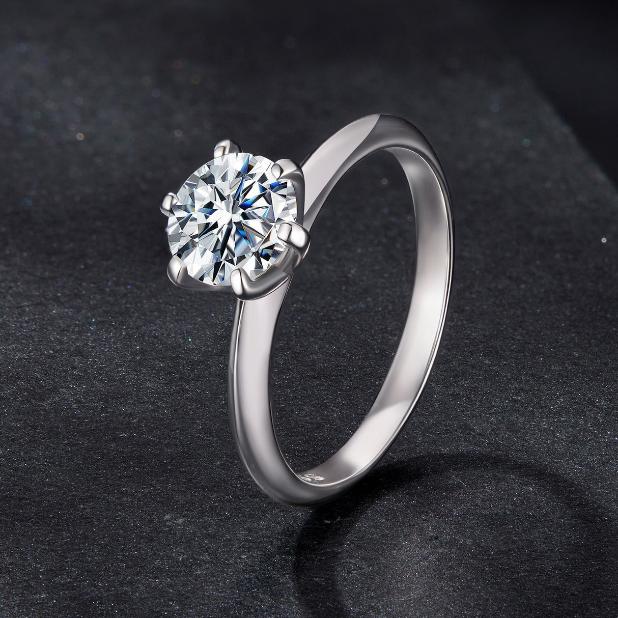 925 Sterling Silver Moissanite 1 Carat Ring Size 6