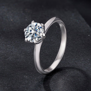925 Sterling Silver Moissanite 1 Carat Ring Size 6
