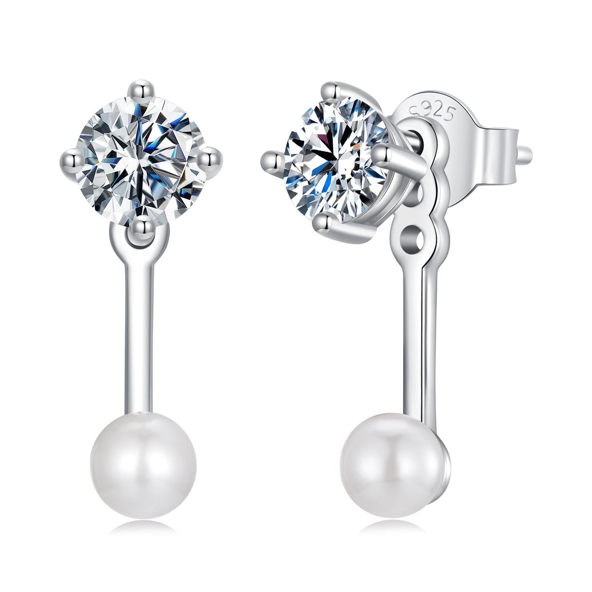 925 Sterling Silver 0.50 Carat Moissanite Earrings for Women