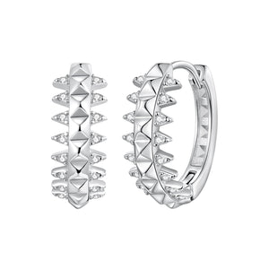 925 Sterling Silver White Gold Plated 1.6cm Pavé CZ Hoop Earrings for Women
