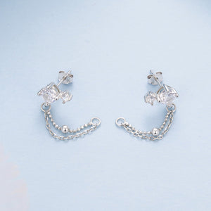 925 Sterling Silver White Gold Plated Pavé Setting CZ Earrings, 1.5cm for Women