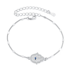 925 Sterling Silver + White Gold Plated 15cm Adjustable Bracelet with CZ and Synthetic Spinel for Women
