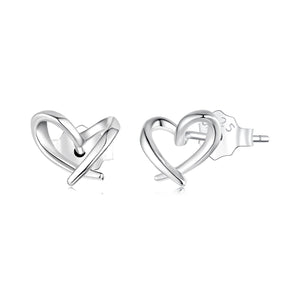 925 Sterling Silver White Gold Plated Earrings 0.7x0.8cm for Women
