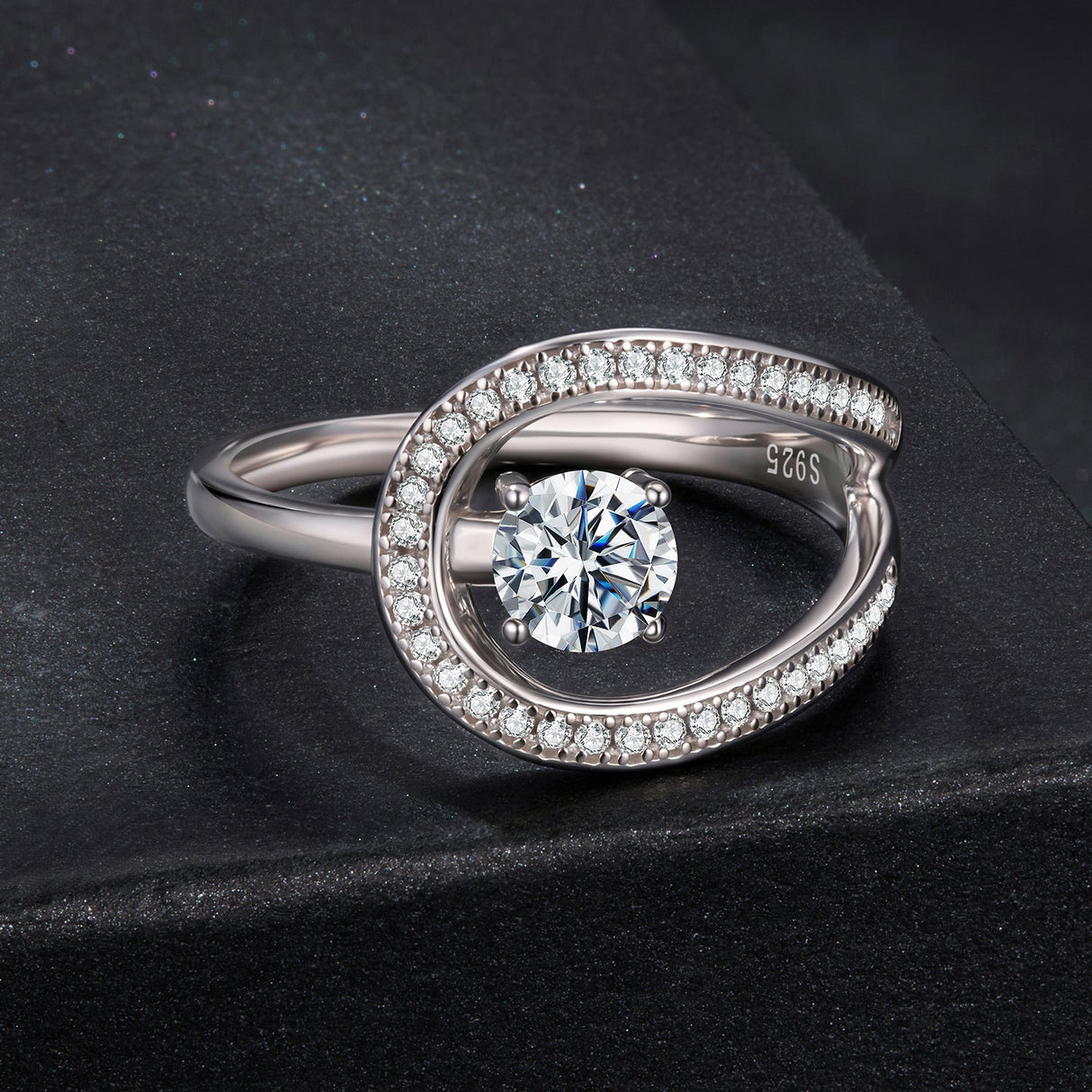 925 Sterling Silver 0.50 Carat Moissanite Ring Size 6 for Women