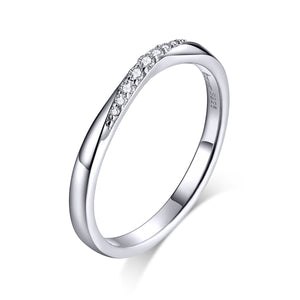 925 Sterling Silver Pavé Set CZ Platinum Plated Ring Size 6 for Women