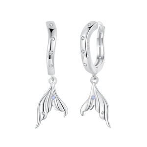 925 Sterling Silver Earrings with Nano Opal Stone and CZ in White Gold Finish