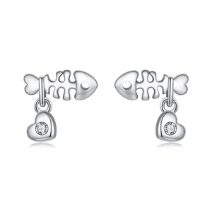 925 Sterling Silver Earrings with Pavé Setting CZ in Oxidized Silver