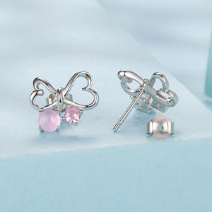 925 Sterling Silver Earrings with Pavé Setting CZ and Transparent Glass for Women