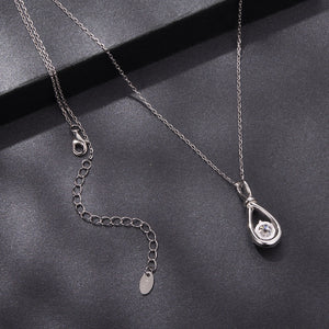 925 Sterling Silver 1 Carat Moissanite Necklace with White Gold Plating - 40+5cm Length for Women