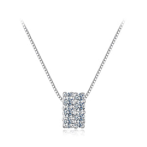 925 Sterling Silver & Moissanite Necklace, 40+5cm Length, White Gold Plated, Women's Jewelry