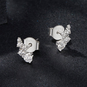 925 Sterling Silver Moissanite Earrings with White Gold Plating for Women