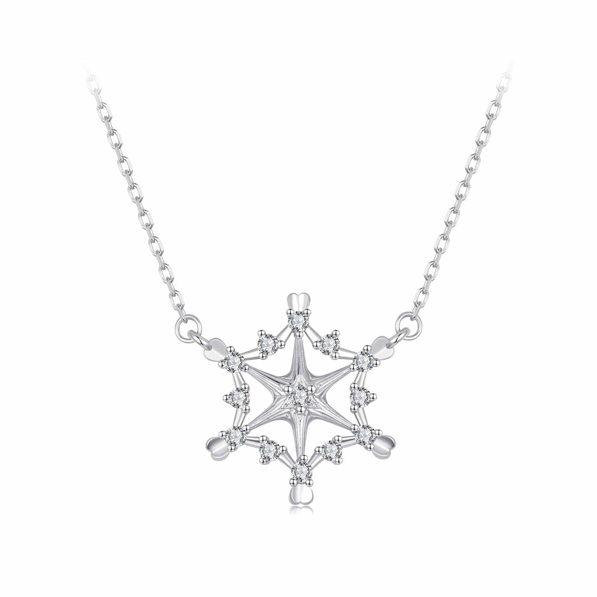 925 Sterling Silver White Gold Plated 1.8x1.9cm CZ Pendant Necklace for Women