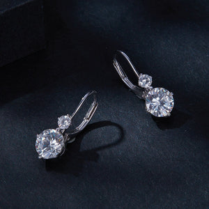 925 Sterling Silver Moissanite Earring with Pavé Setting, 6.5mm, for Women