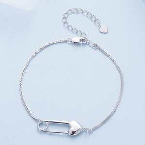 925 Sterling Silver Bracelet with CZ Pendant - 160mm Length and 8x26mm Pendant Size for Women