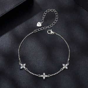 925 Sterling Silver & Plated White Gold Moissanite Bracelet 15+6cm for Women