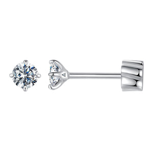 925 Sterling Silver Moissanite Stud Earrings for Women - 0.5ct, 0.6cm Size, White Gold Plated