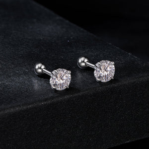 925 Sterling Silver 5mm Moissanite Earrings with White Gold Plating for Women