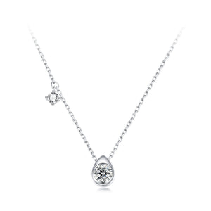 925 Sterling Silver + Moissanite Adjustable Necklace for Women - White Gold 0.5ct & 0.1ct