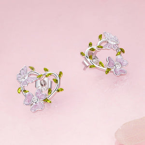 925 Sterling Silver Enamel CZ Plated Earrings