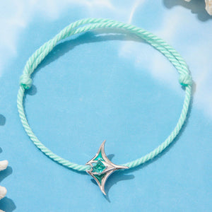 925 Sterling Silver Adjustable Bracelet with Enamel and Transparent Glass Pendant for Women