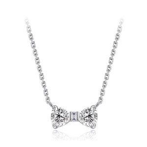 925 Sterling Silver Adjustable White Gold Plated CZ Pendant Necklace for Women