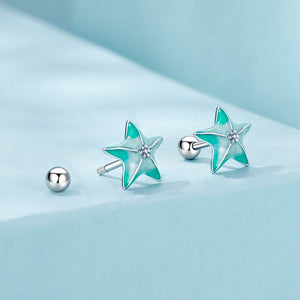 925 Sterling Silver Enamel White Gold Plated Earrings