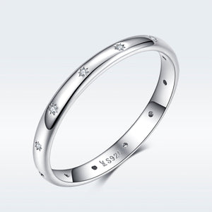 925 Sterling Silver Size 6.0 Plated Platinum Pavé Setting CZ Ring for Women