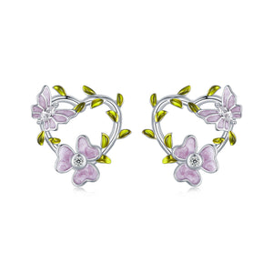 925 Sterling Silver Enamel CZ Plated Earrings