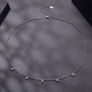 925 Sterling Silver 0.10ct Moissanite Necklace in White Gold, 40+5cm Chain for Women