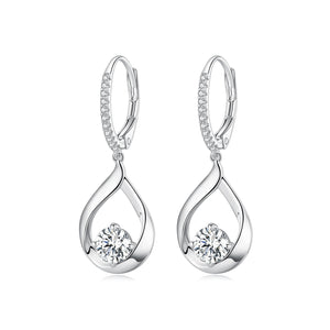 925 Sterling Silver Moissanite 0.5ct Earrings with Pavé Setting, Size 30*11mm for Women