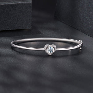 925 Sterling Silver Moissanite & CZ Bracelet Size 17 for Women