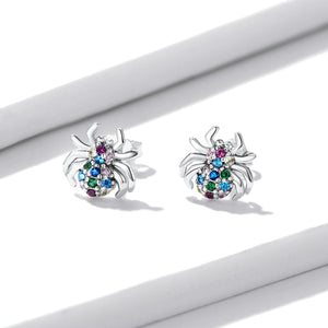 925 Sterling Silver Earrings with Pavé Setting CZ, Oxidized Silver, 0.7*0.8 cm for Women