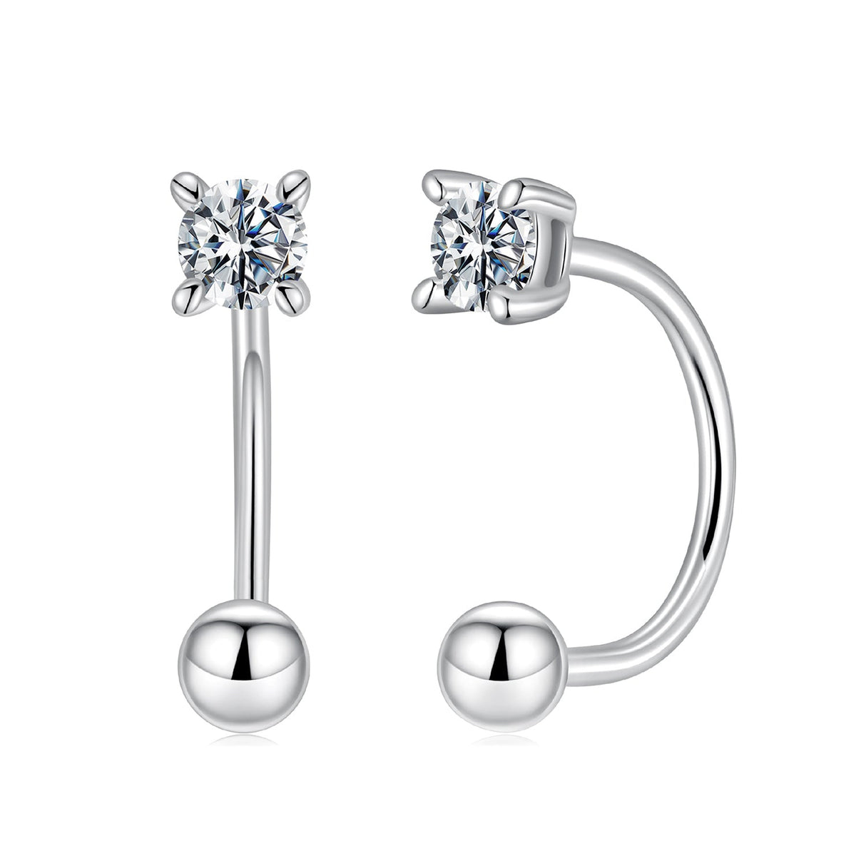 925 Sterling Silver Moissanite 0.1ct Earrings 1.3cm for Women