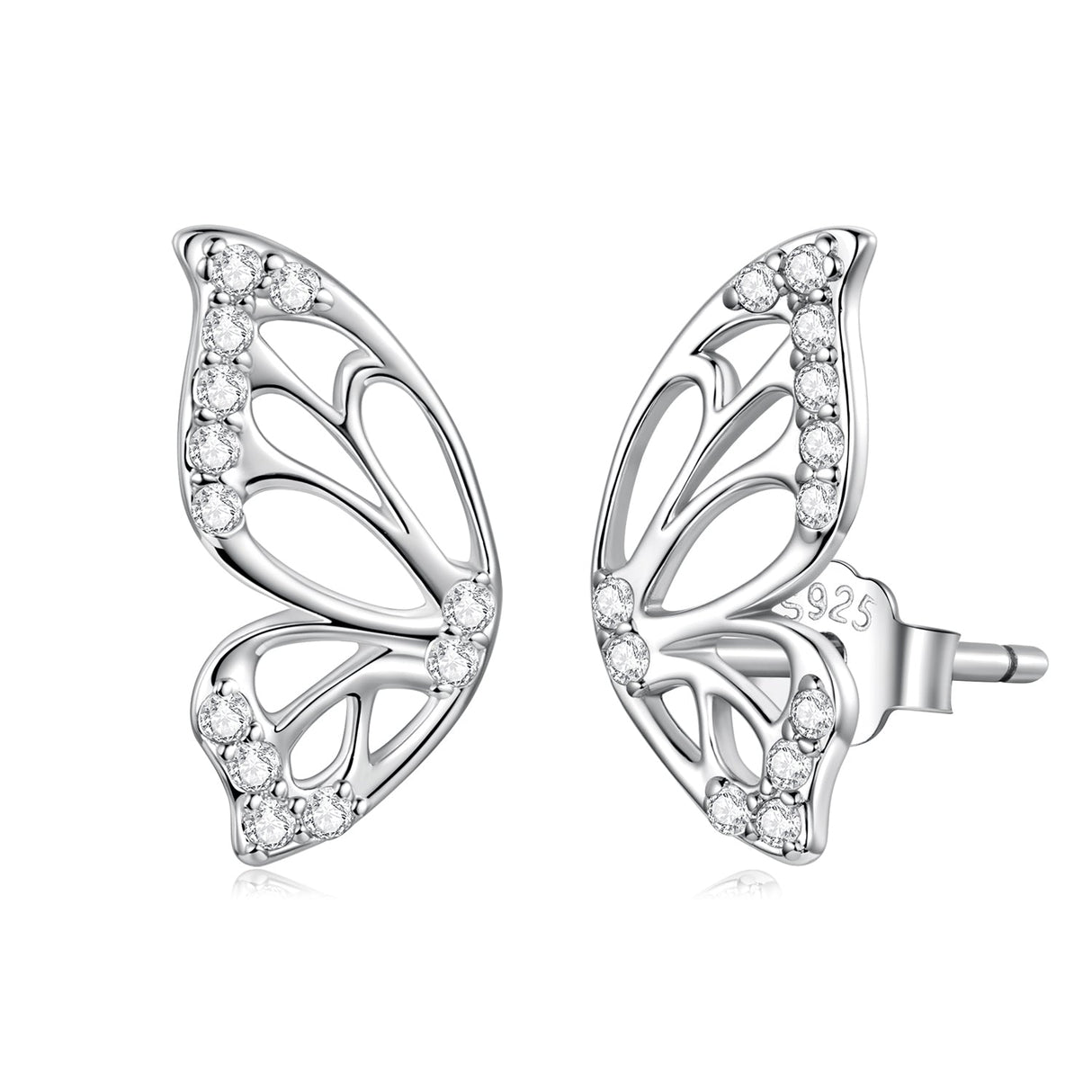 925 Sterling Silver White Gold Plated Pavé Set CZ Earrings - Small Size