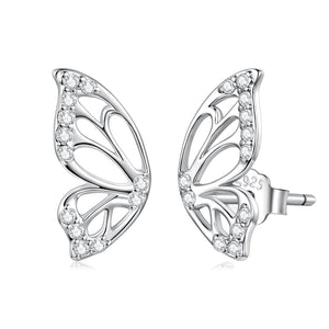 925 Sterling Silver White Gold Plated Pavé Set CZ Earrings - Small Size