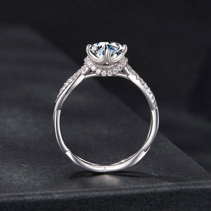 925 Sterling Silver Moissanite Ring in Size 7 with Pavé Setting for Women