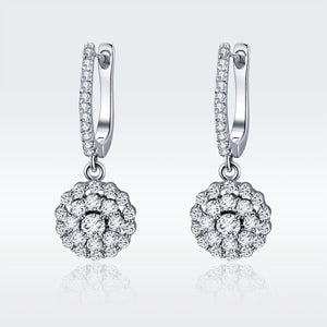 925 Sterling Silver Plated Platinum Pavé Setting CZ Earrings